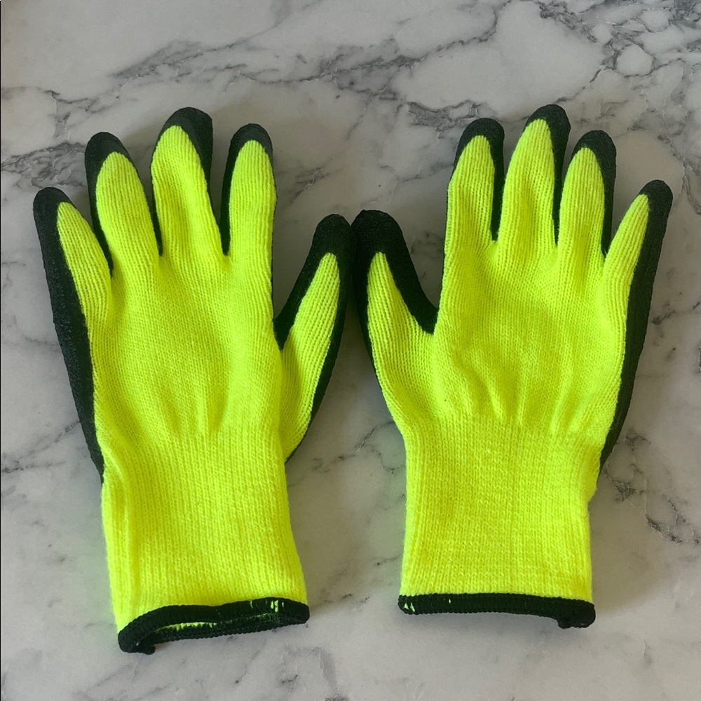 Neon Yellow and Black Grip Gloves